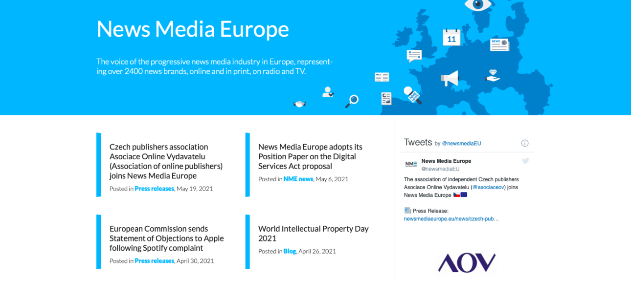 Czech publishers association Asociace Online Vydavatelu (Association of online publishers) joins News Media Europe